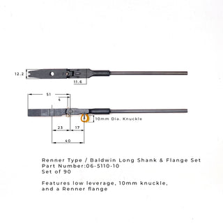 Renner Type / Baldwin Long Shank & Flange Set - Wessell, Nickel & Gross