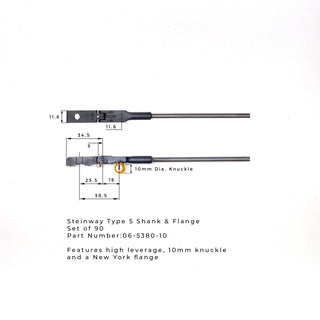 Steinway Type 5 Shank & Flange Set - Wessell, Nickel & Gross